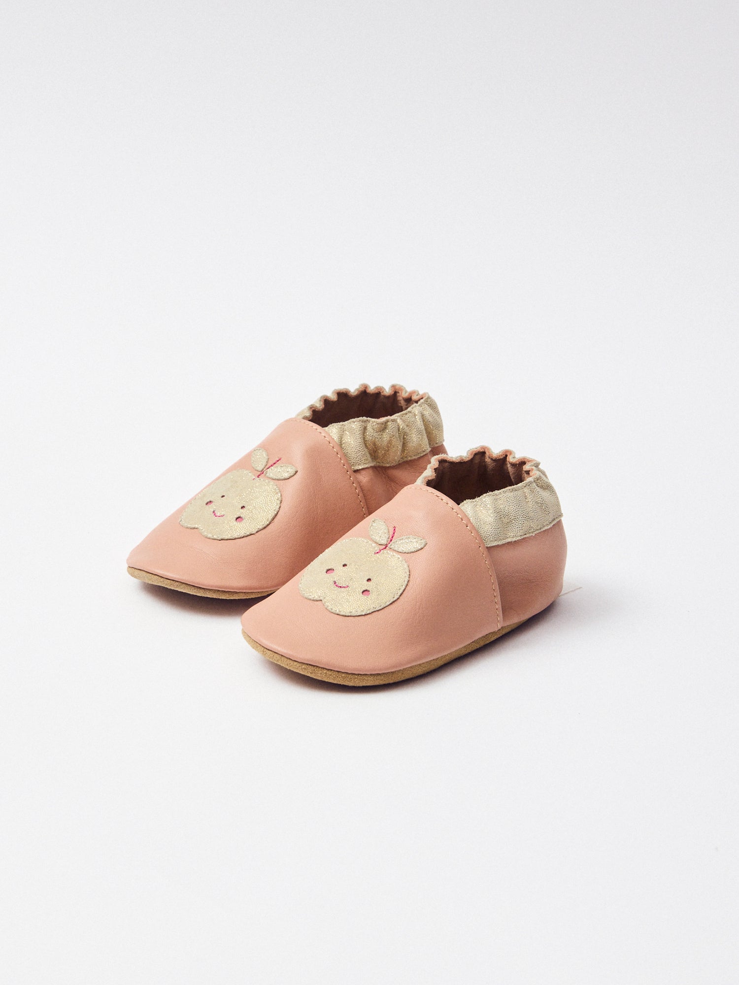 Chaussons rose avec patch pomme Bébé Fille
