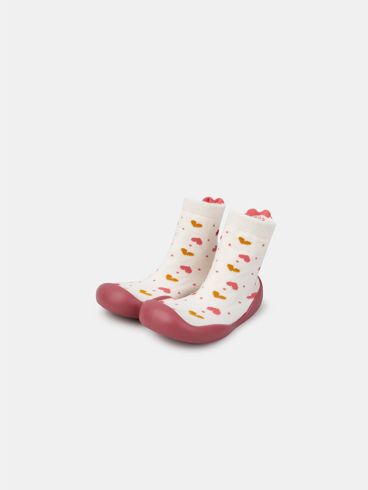 Chaussons chaussettes écru avec cœur Bébé Fille