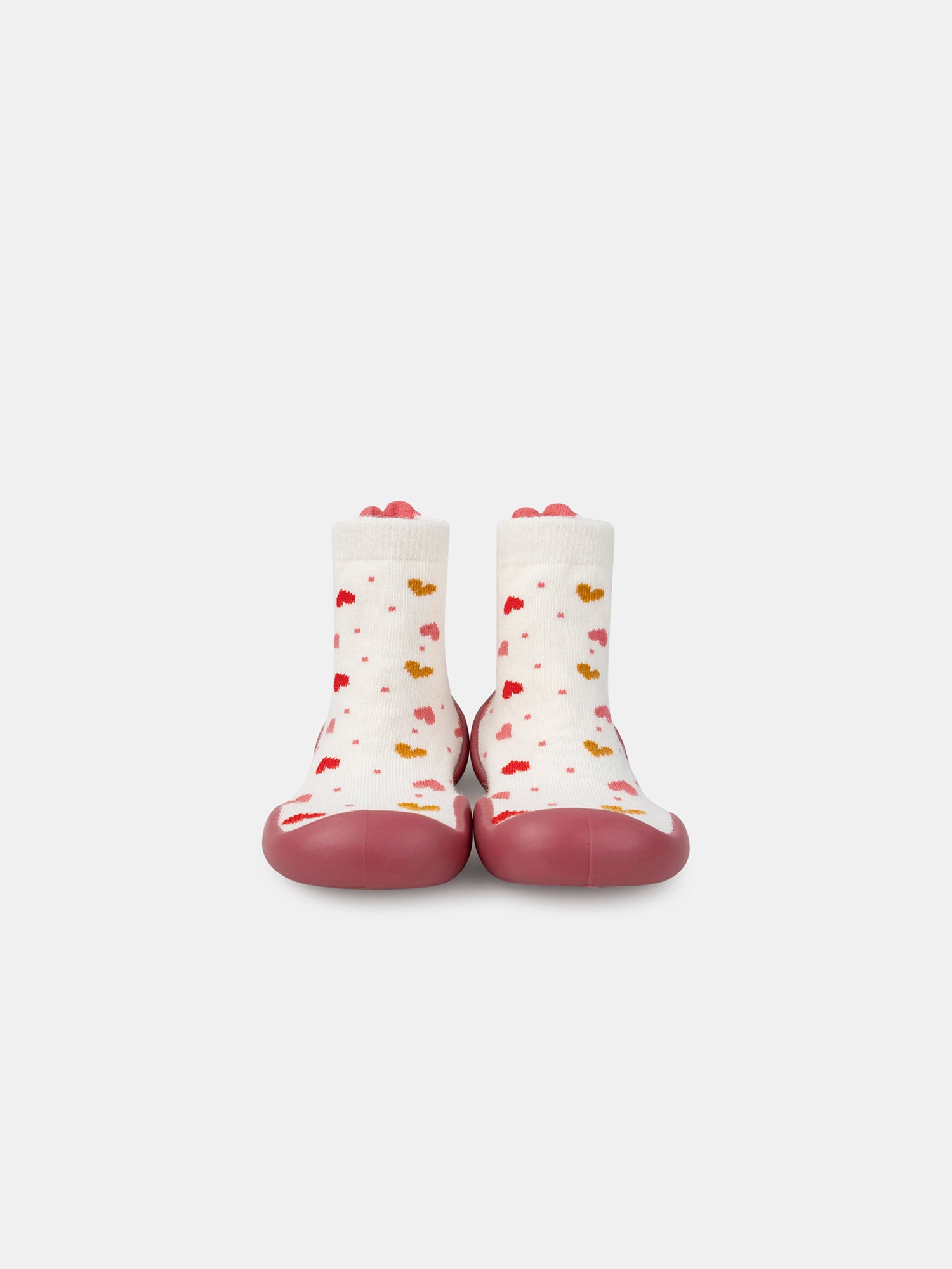 Chaussons chaussettes écru avec cœur Bébé Fille