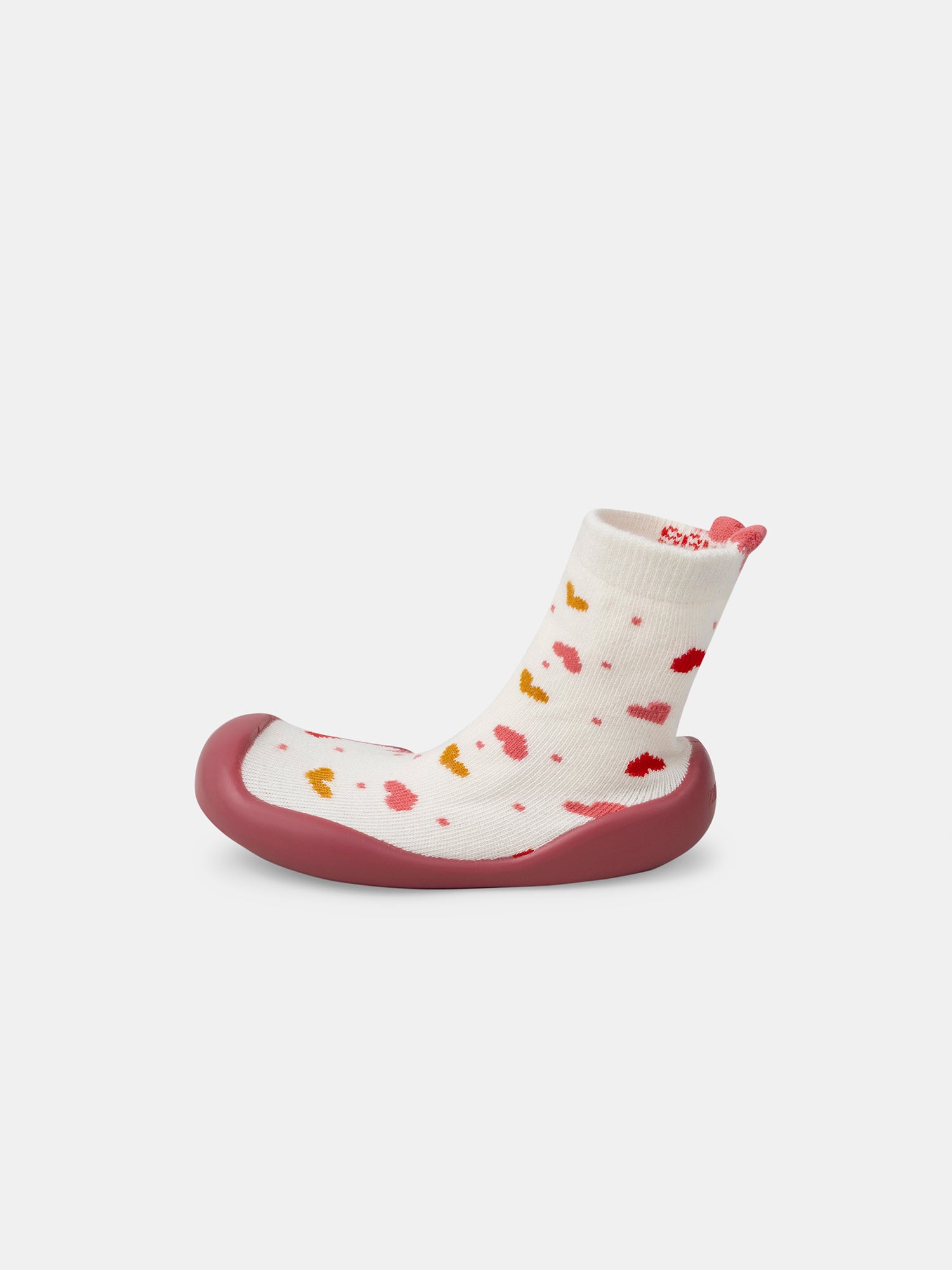Chaussons chaussettes écru avec cœur Bébé Fille