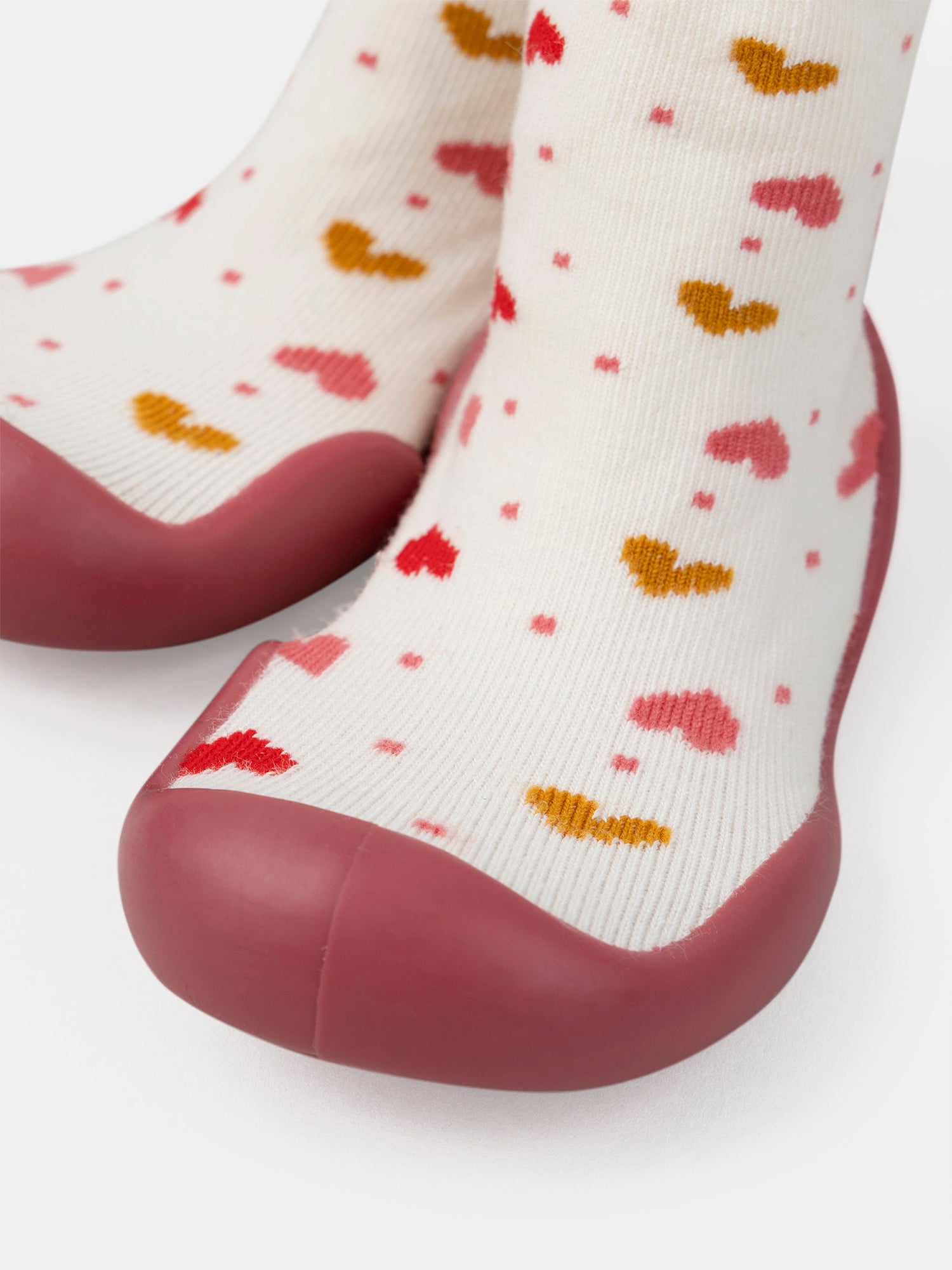 Chaussons chaussettes écru avec cœur Bébé Fille