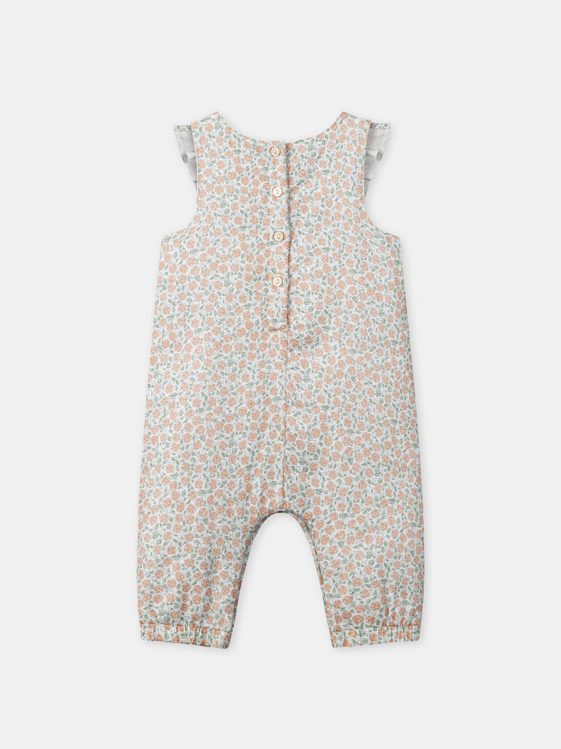 Ensemble combinaison imprimé fleuri + body + bandeau Naissance Fille