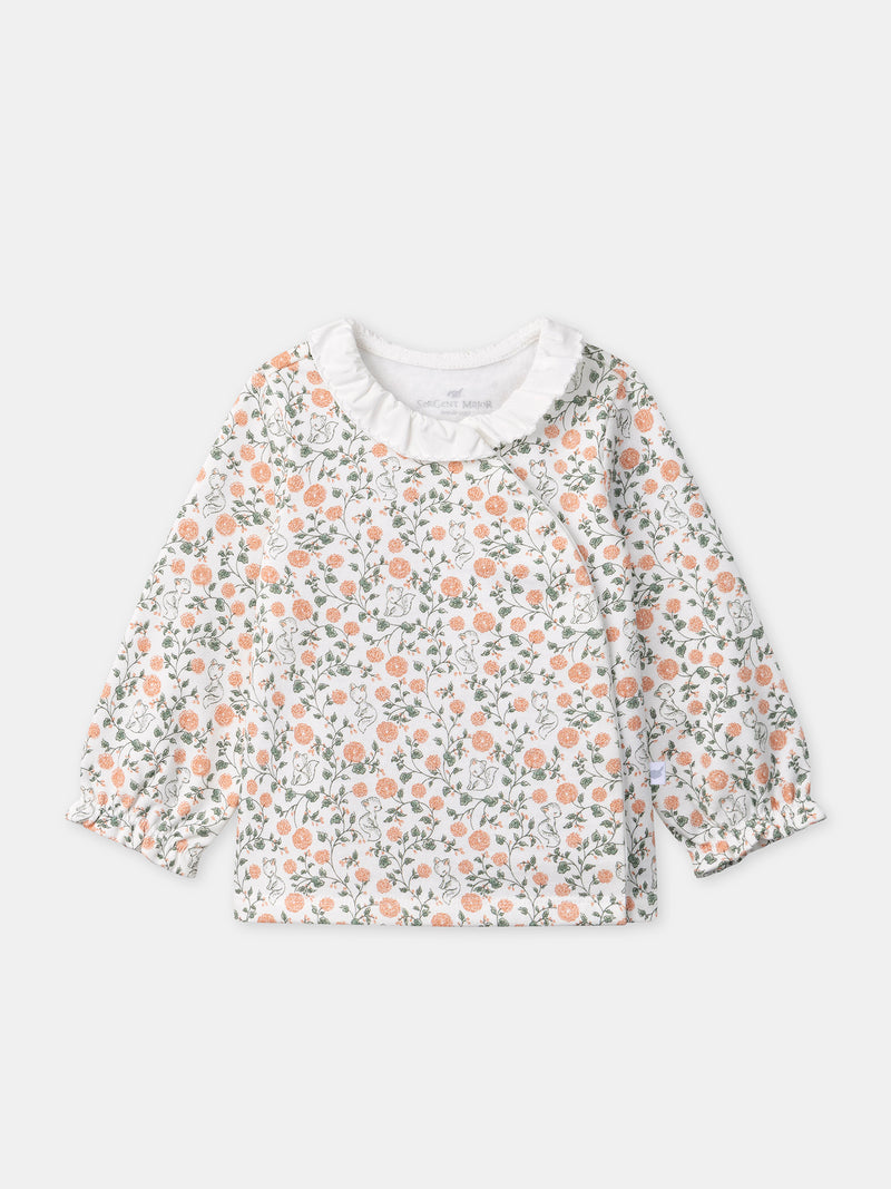 Ensemble sweat imprimé fleuri + legging + chaussettes Naissance Fille