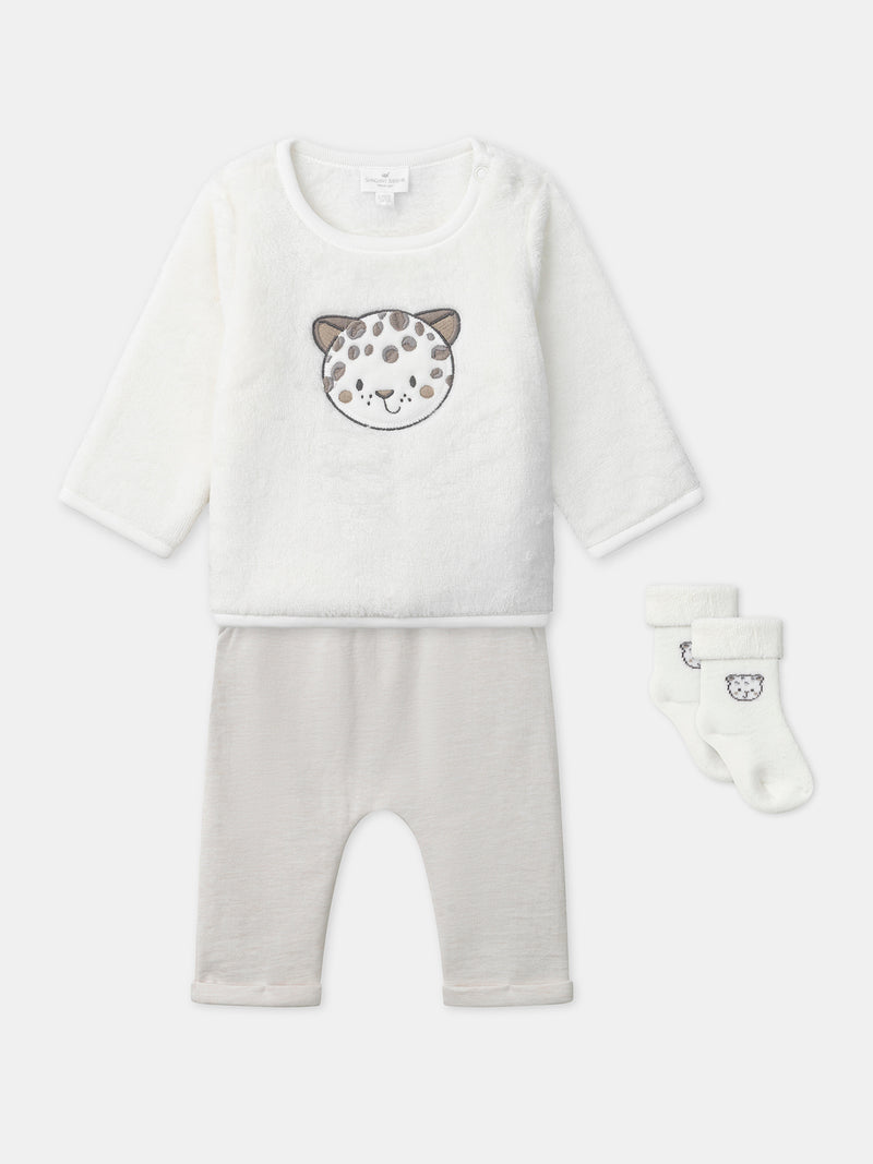 Ensemble Ensemble sweat blanc + pantalon + chaussettes Naissance Mixte