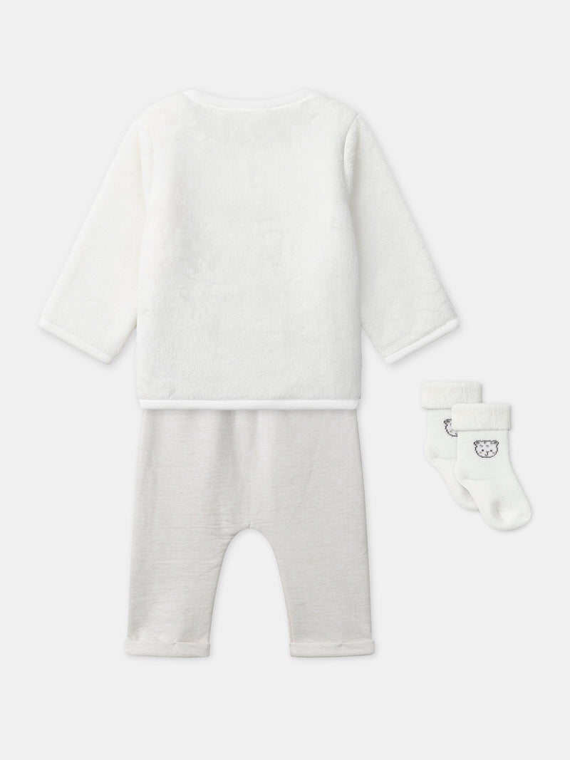 Ensemble Ensemble sweat blanc + pantalon + chaussettes Naissance Mixte