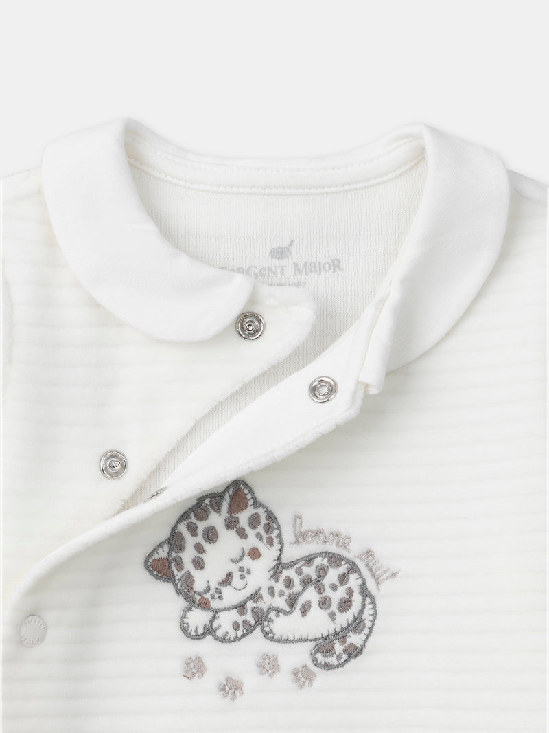 Grenouillère blanche en velours à col Naissance Mixte