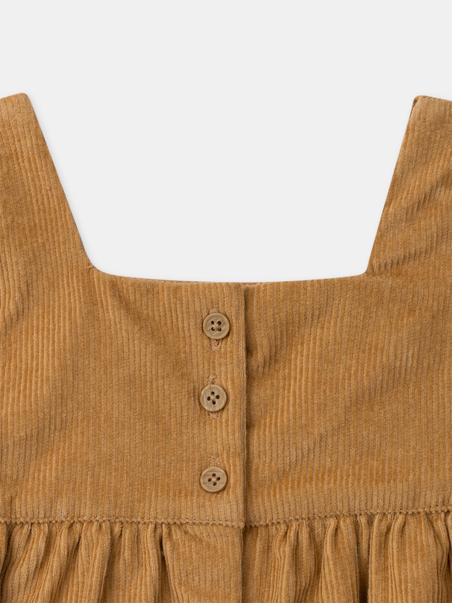 Chasuble marron en velours à broderies fleurs Bébé Fille