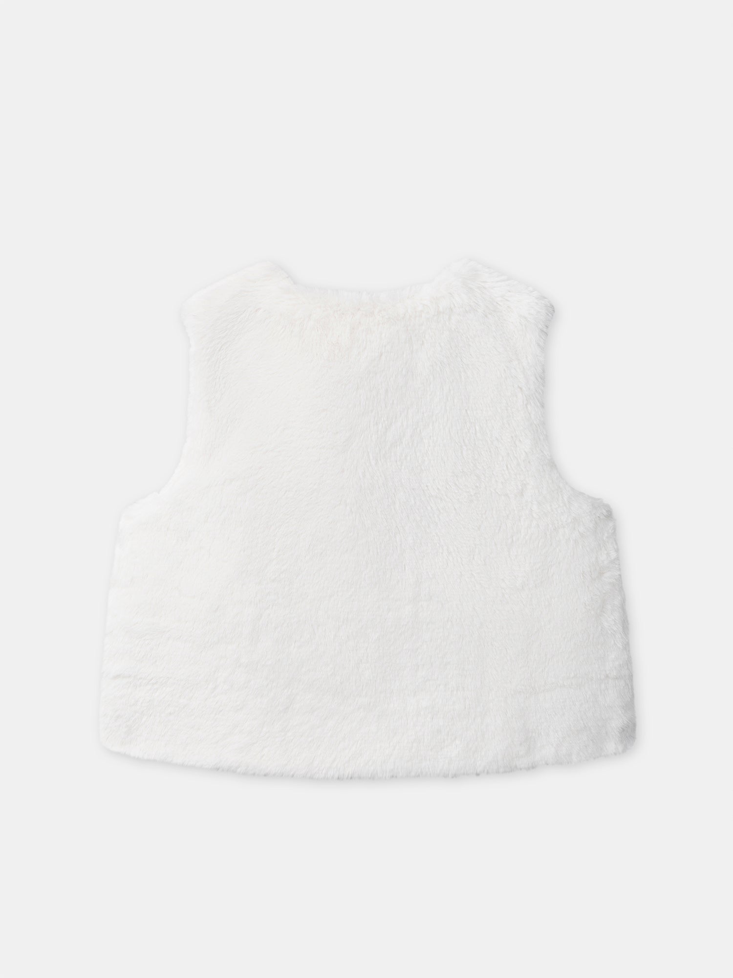 Gilet réversible blanc en fourrure ou imprimé fleuri Bébé Fille