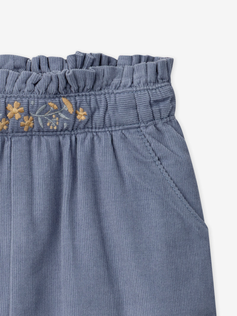 Pantalon bleu en velours Bébé Fille
