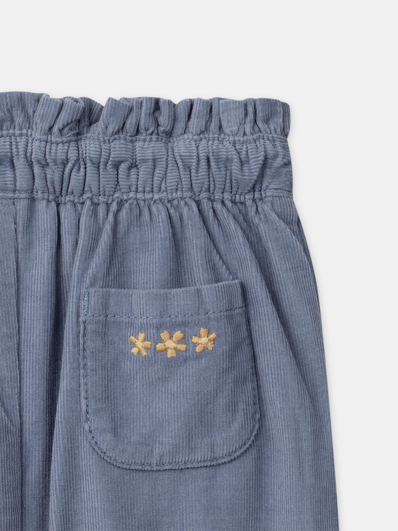 Pantalon bleu en velours Bébé Fille