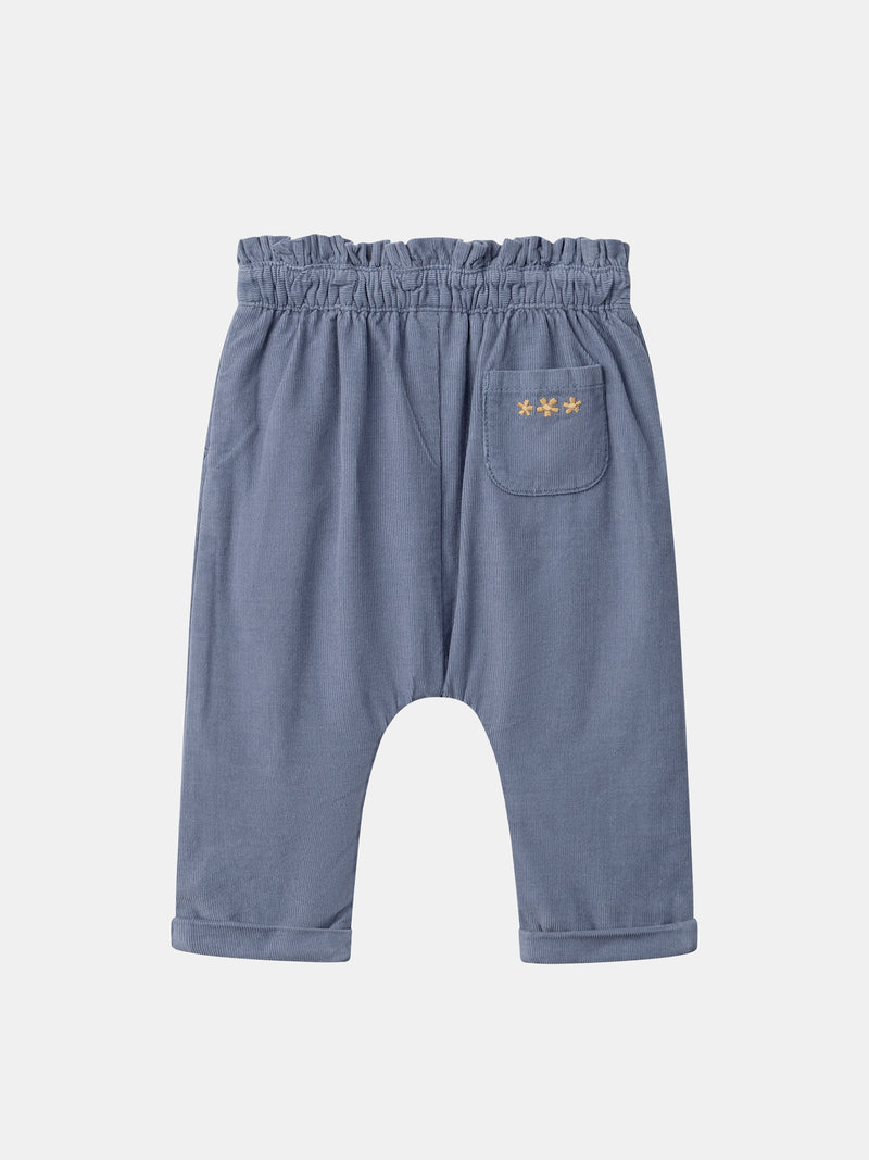 Pantalon bleu en velours Bébé Fille