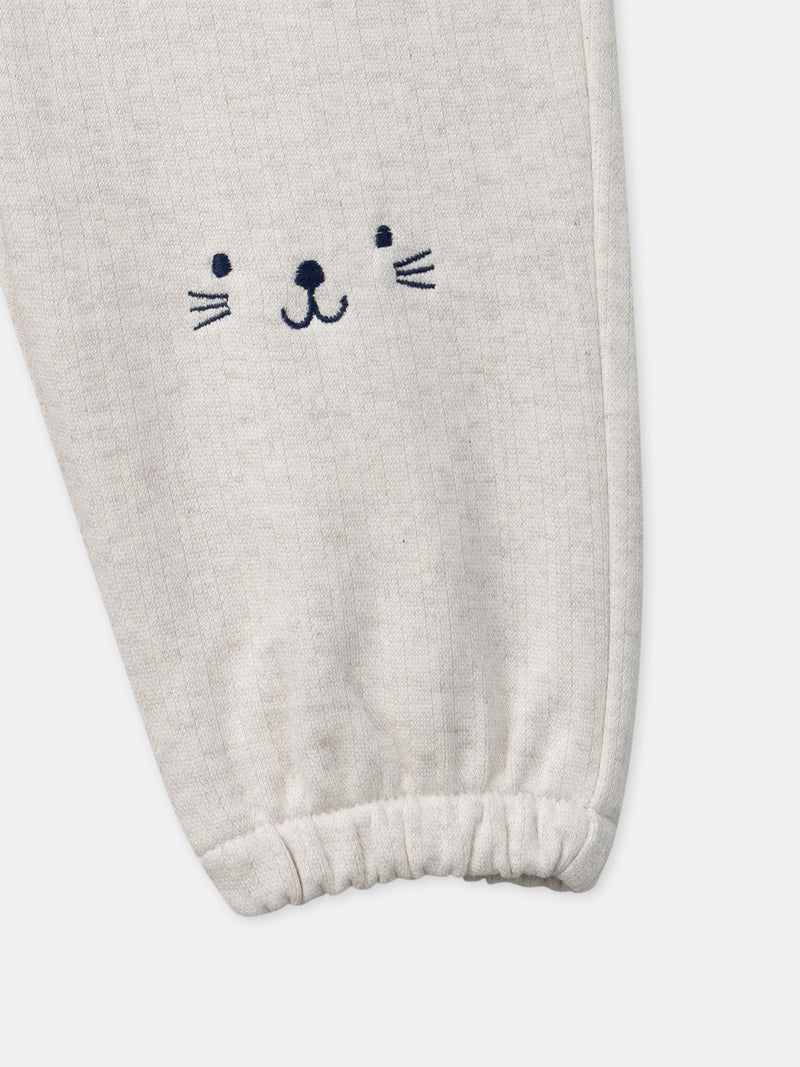 Pantalon écru visage animal Bébé Garçon