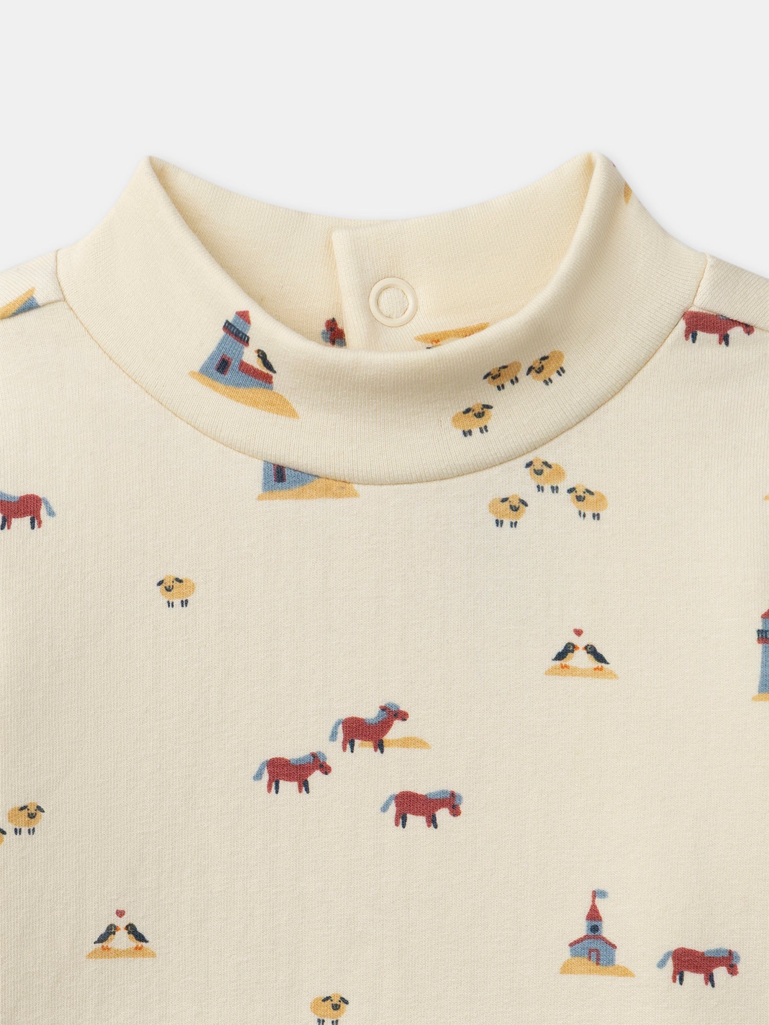 T-shirt écru imprimé animaux à manches longues Bébé Garçon