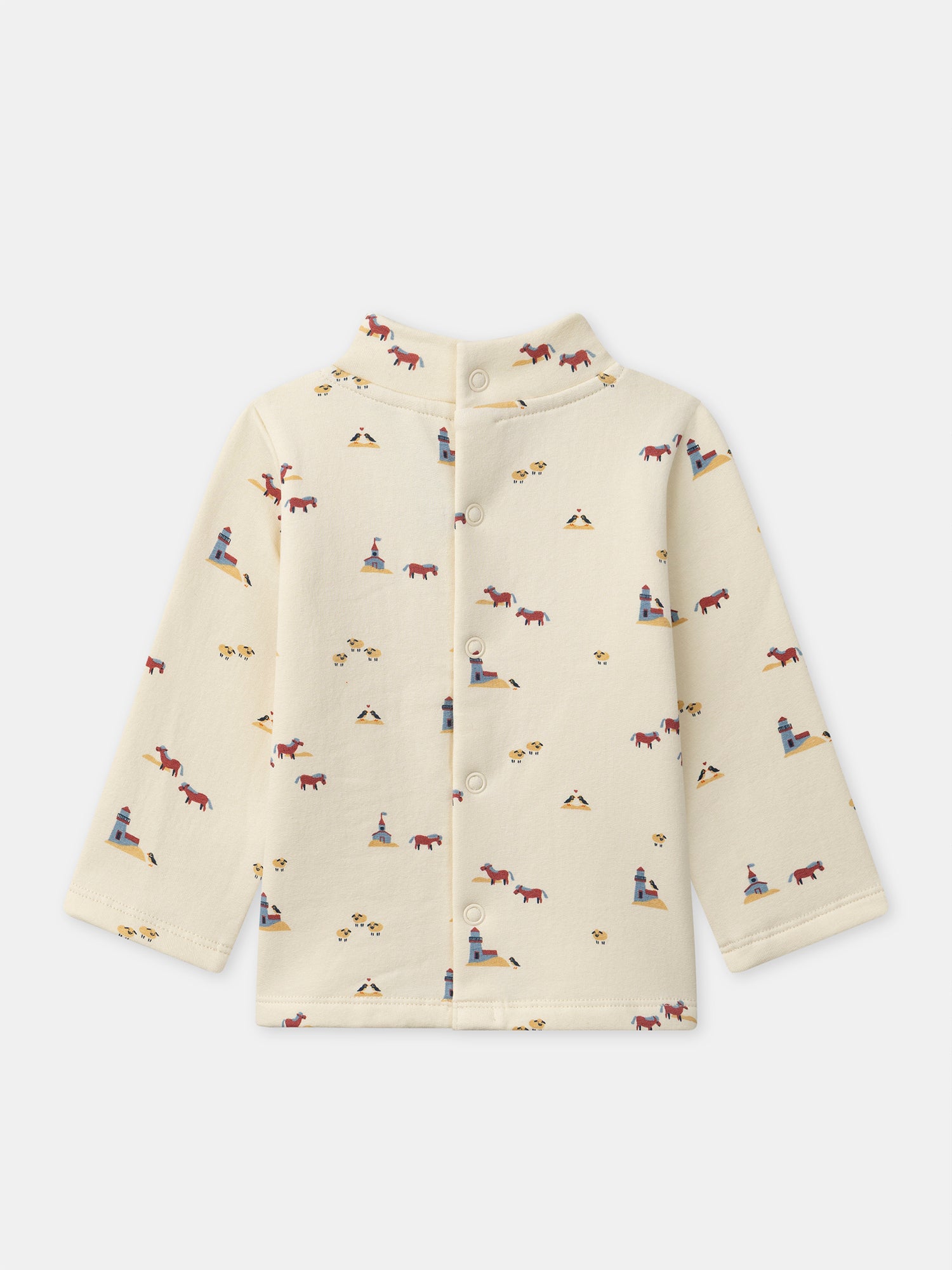 T-shirt écru imprimé animaux à manches longues Bébé Garçon