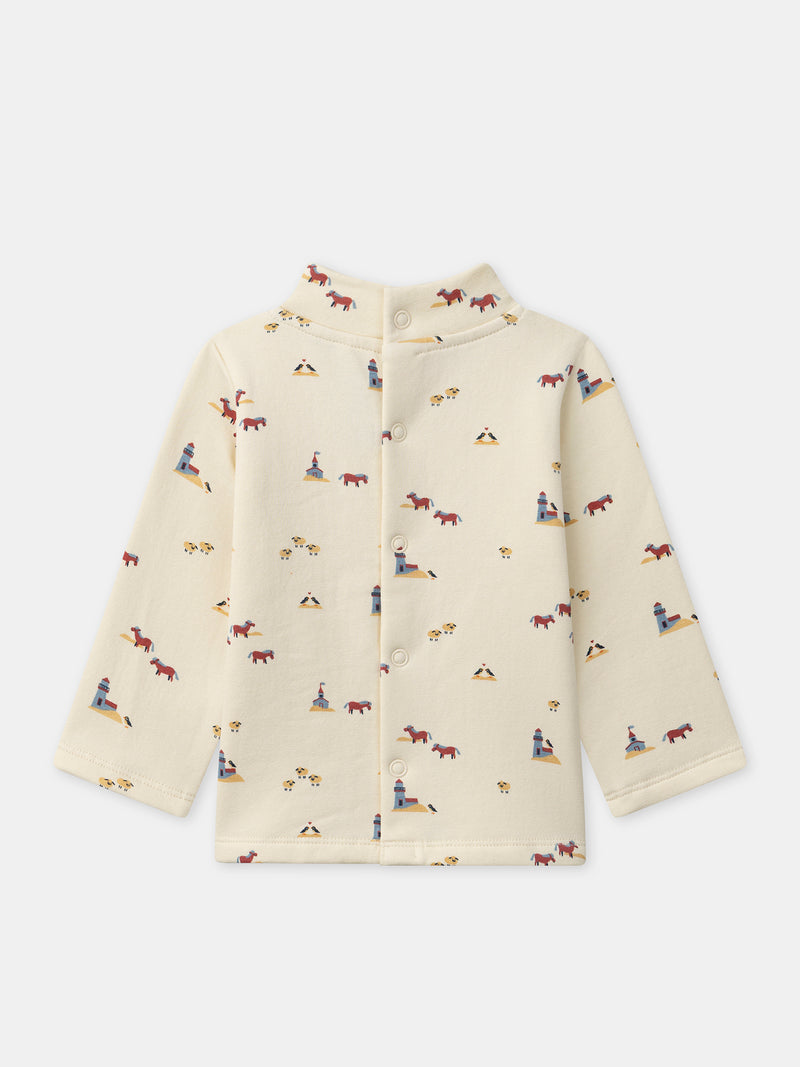 T-shirt écru imprimé animaux à manches longues Bébé Garçon