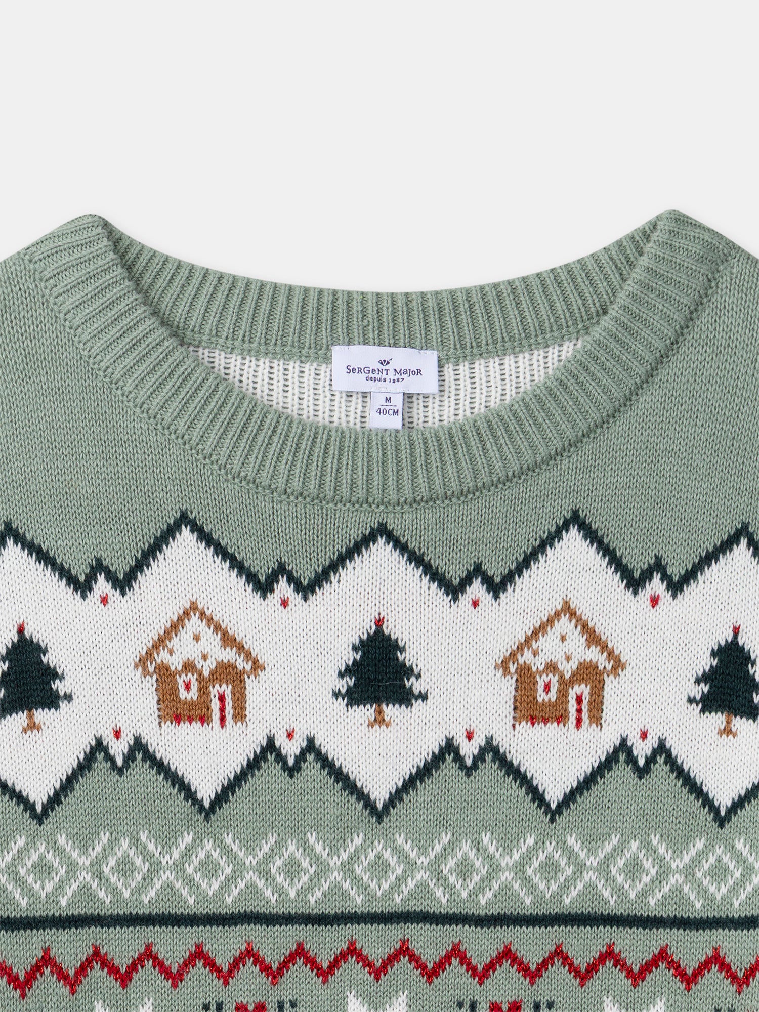 Pull de noël vert sauge Femme