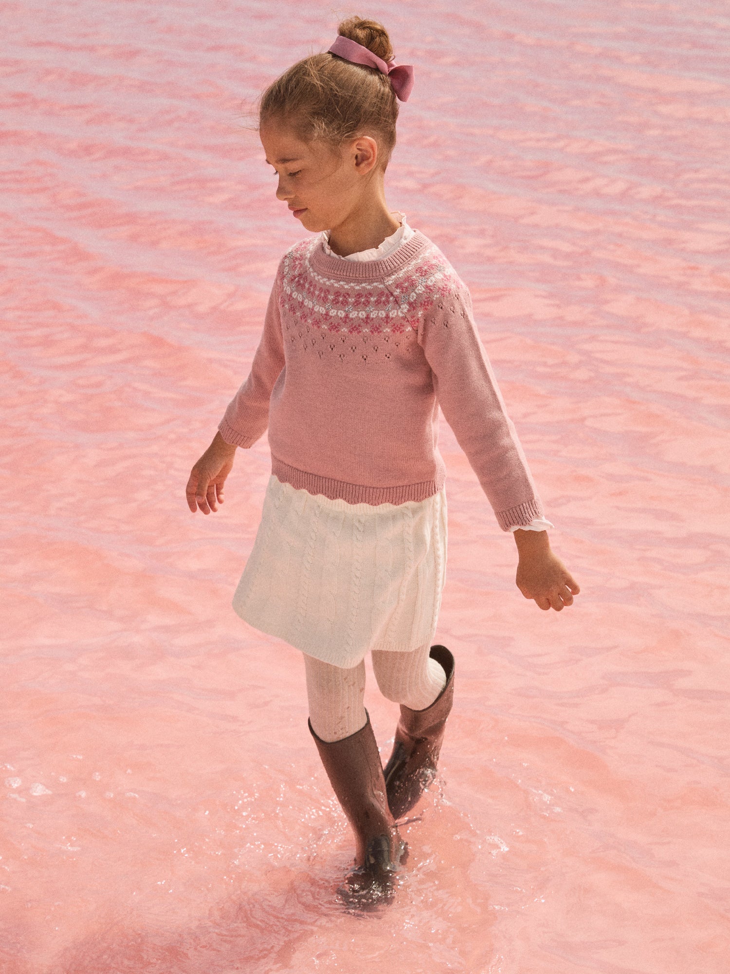 Pull rose à motif jacquard Fille