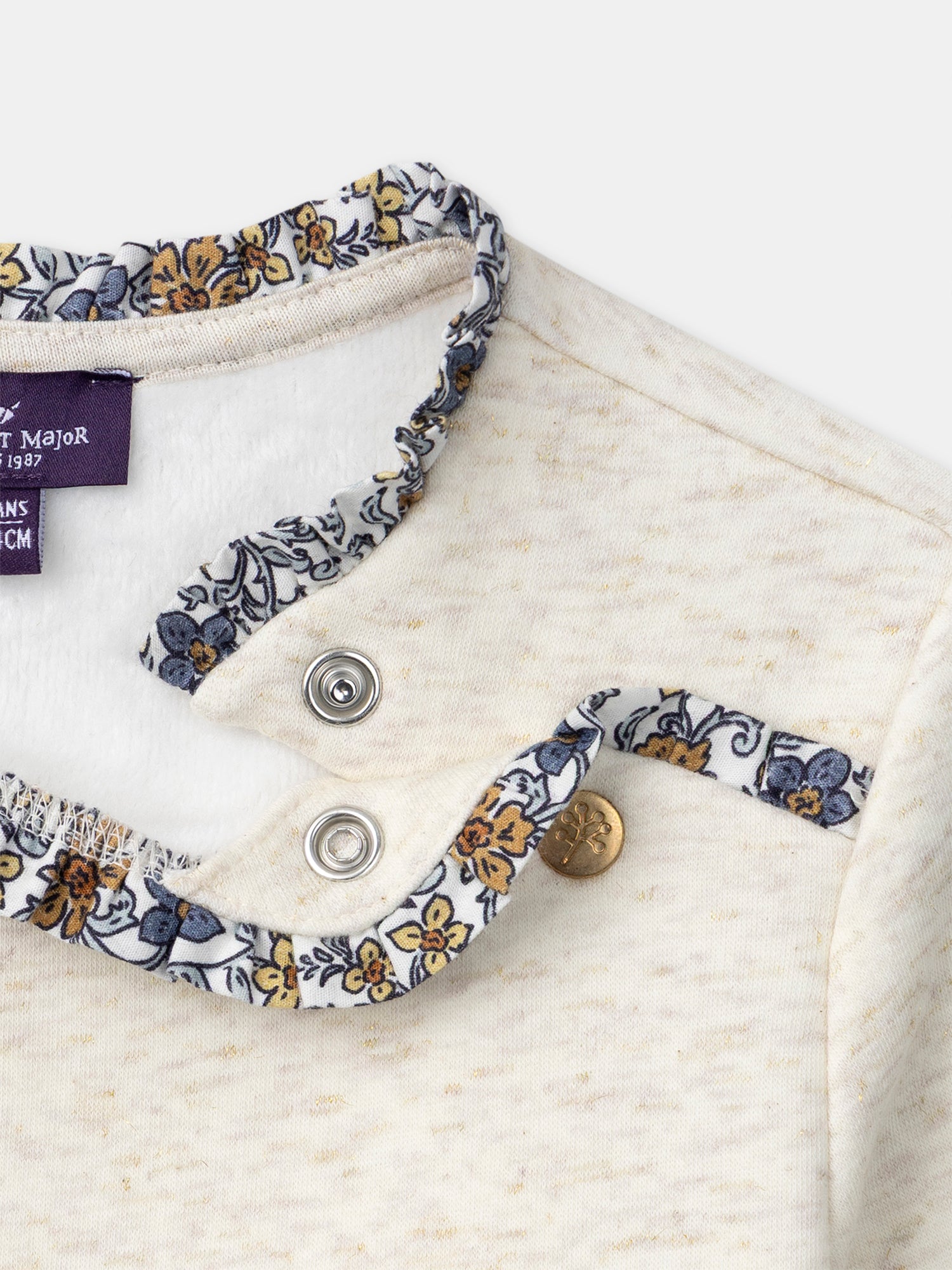 Sweat écru à broderie "Jolie Fleur" Fille