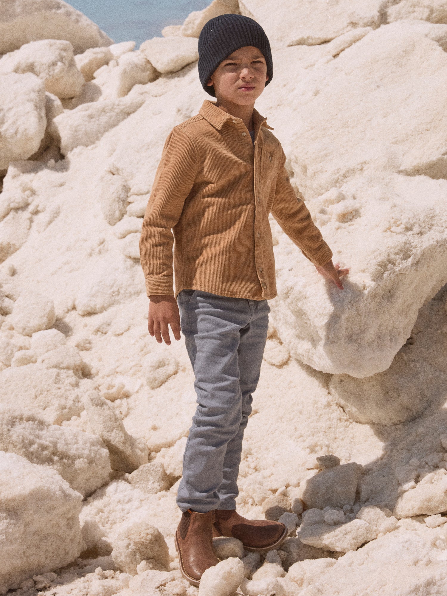 Chemise marron en velours Garçon