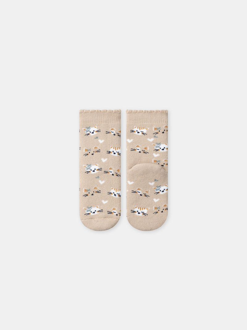 Chaussettes beiges à motifs têtes de chats Bébé Fille