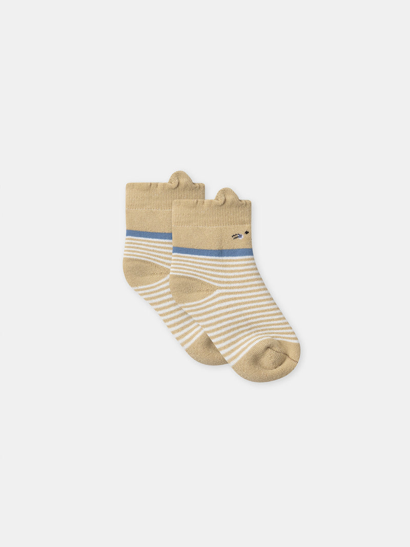 Chaussettes marrons à rayures blanches Bébé Garçon