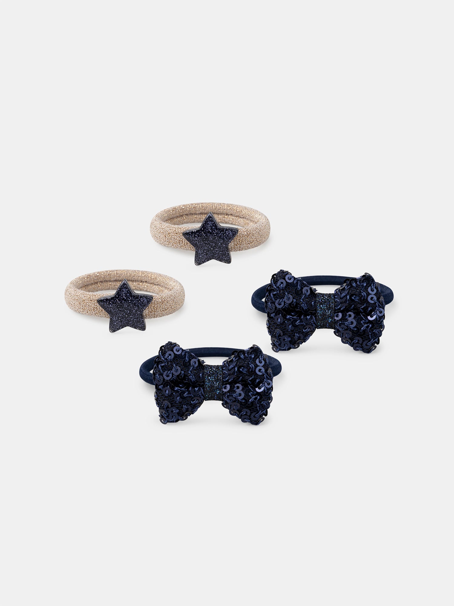 4 élastiques bleues à nœud et étoiles Fille