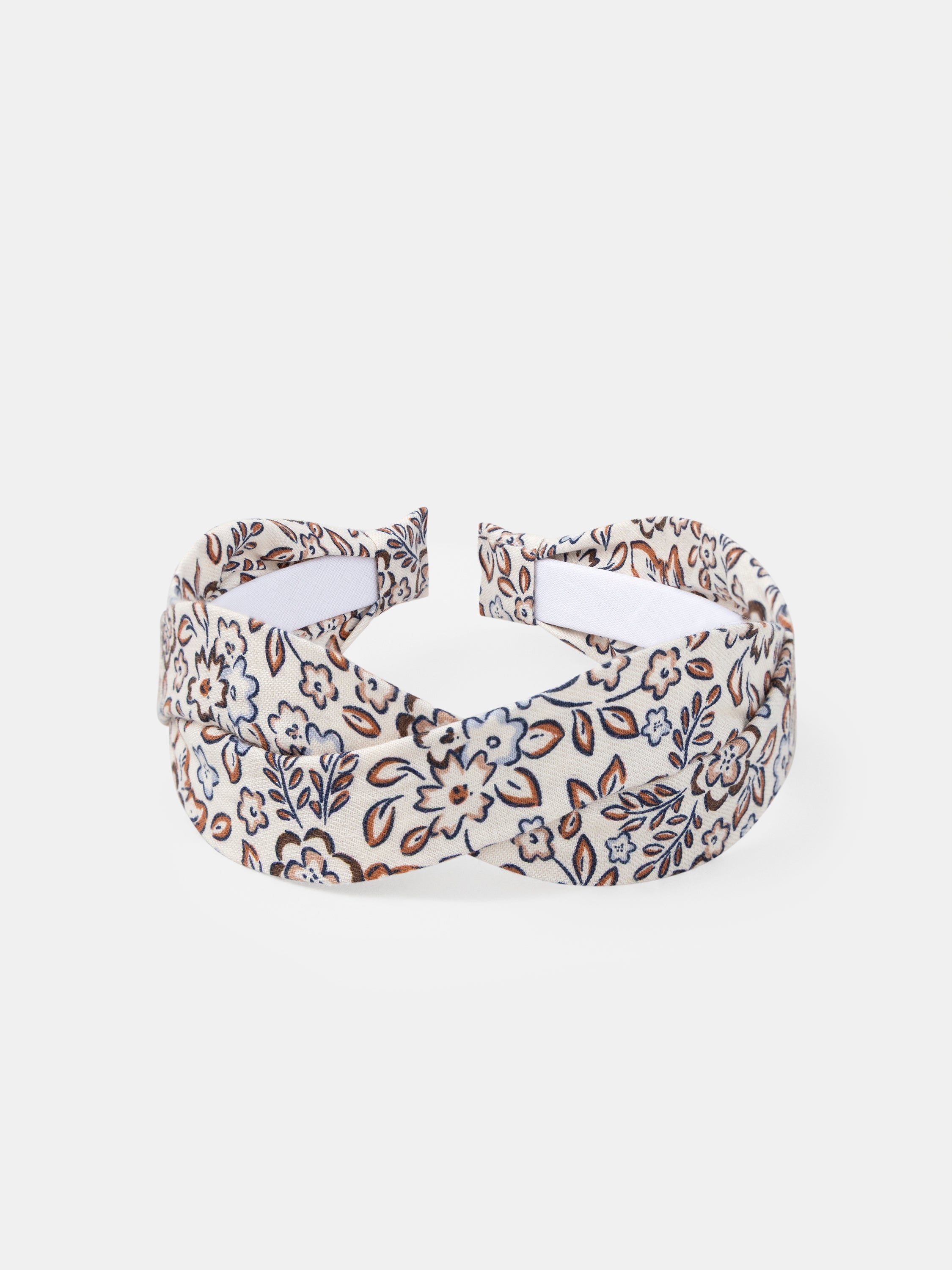 Serre-tête écru imprimé fleuri Fille