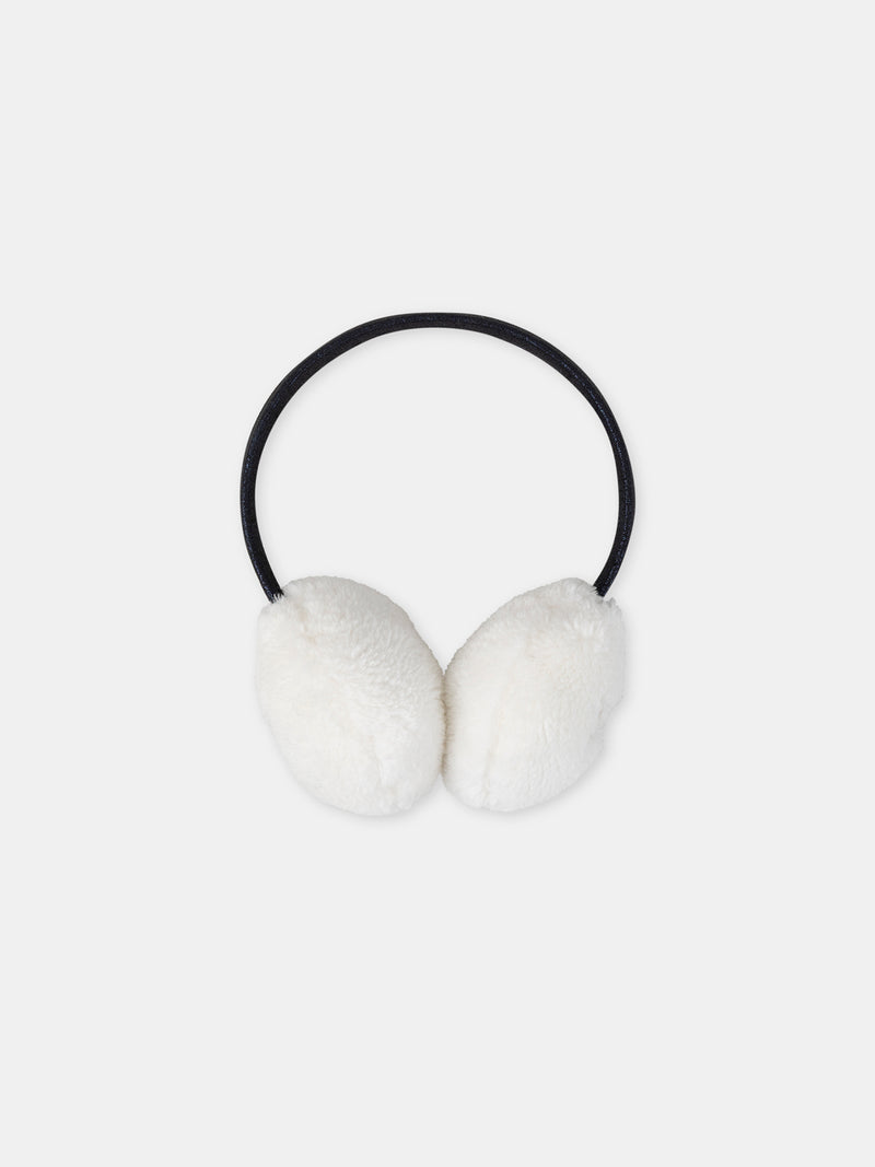 Cache oreilles blanc à broderie chien Fille