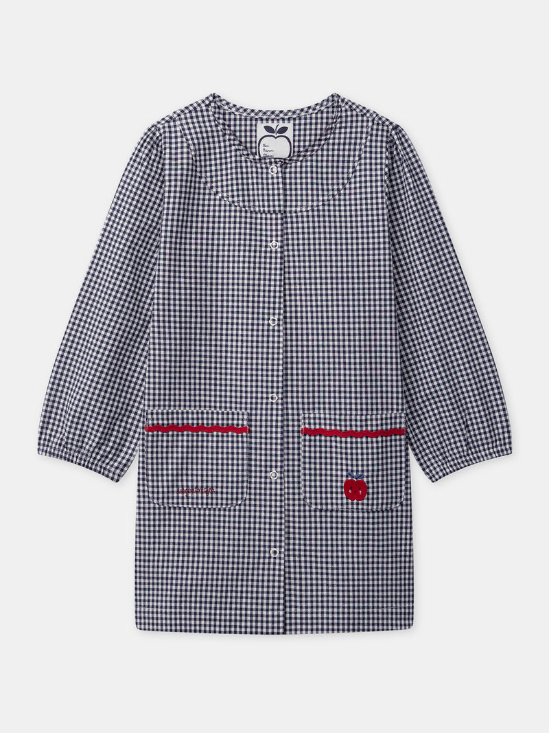 Tablier vichy bleu marine et blanc Fille