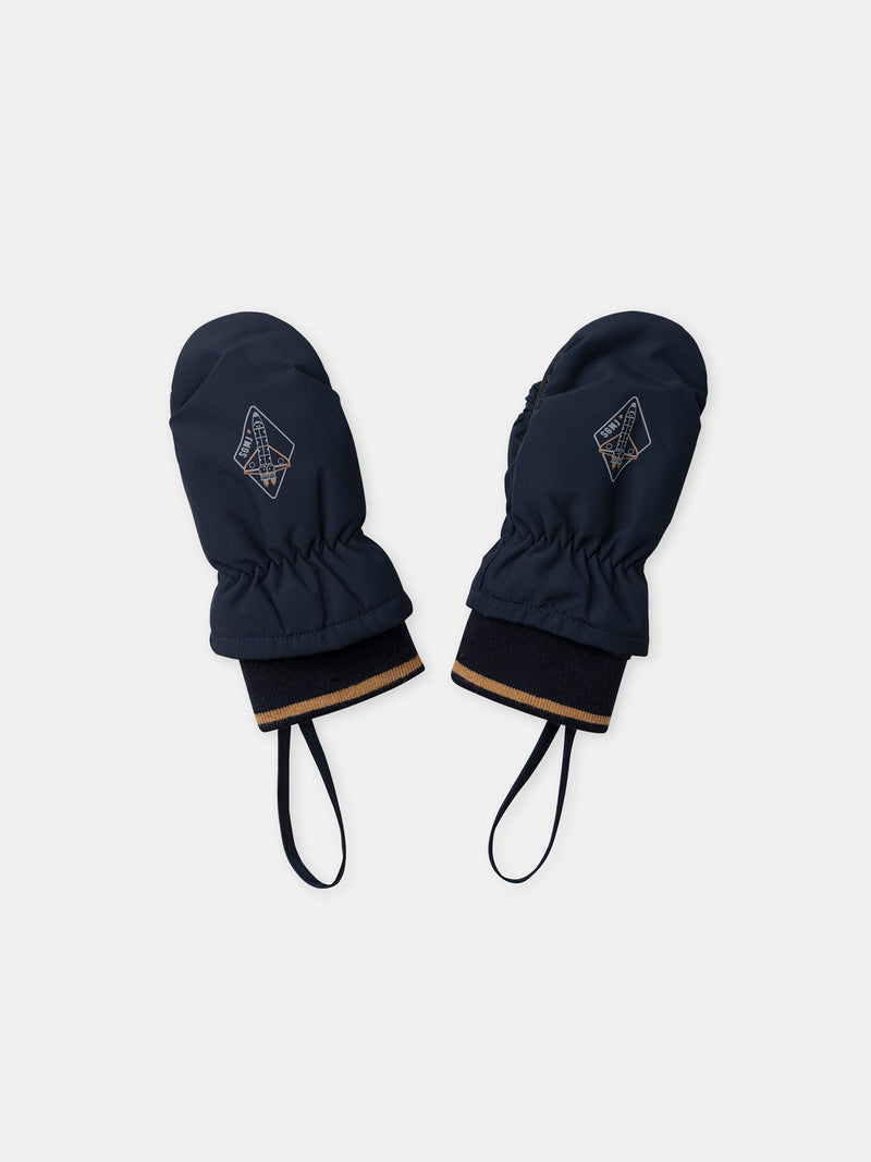 Gants bleu foncé imprimé fusée Garçon