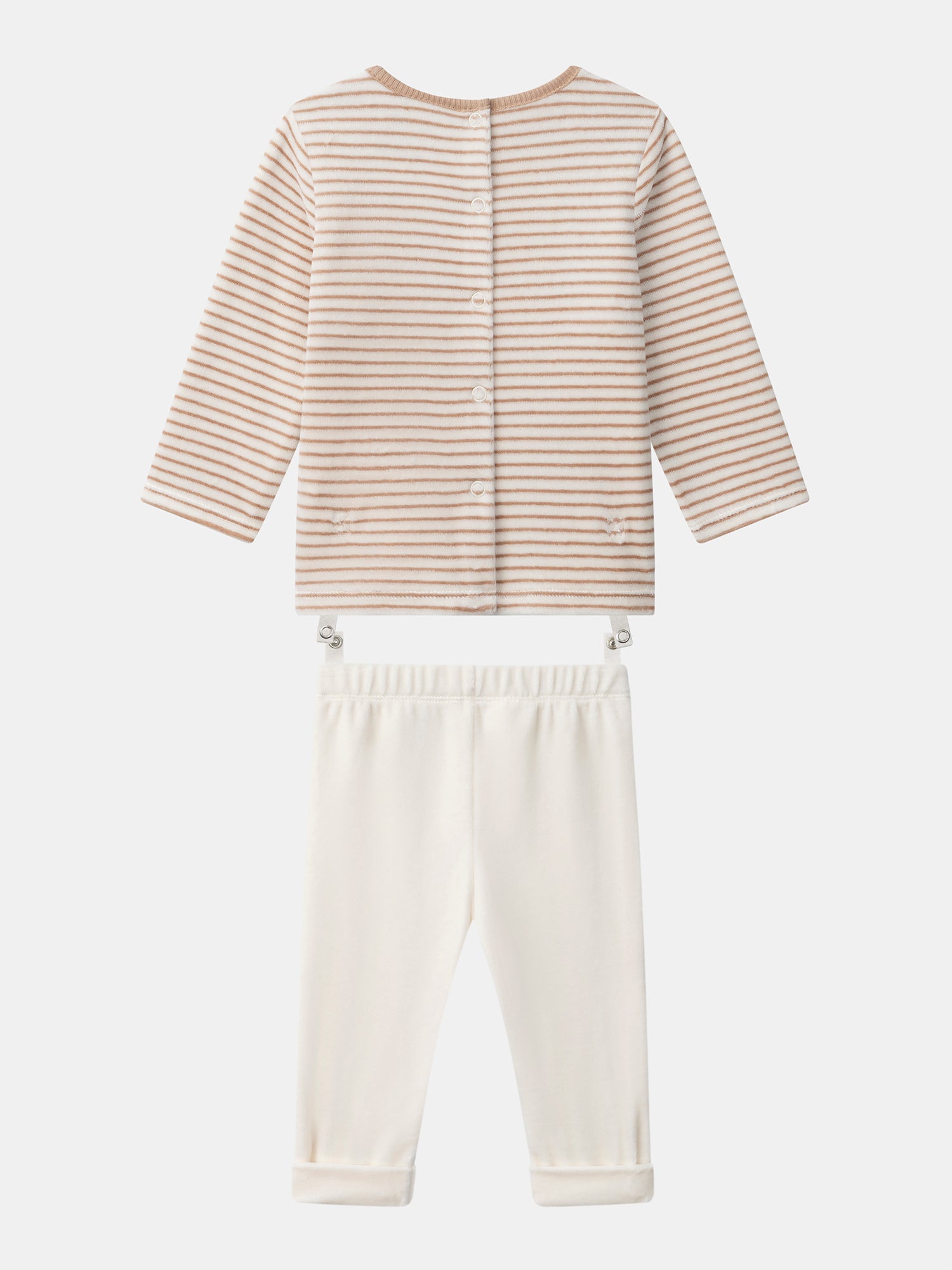 Pyjama écru à rayures et lapin Bébé Garçon