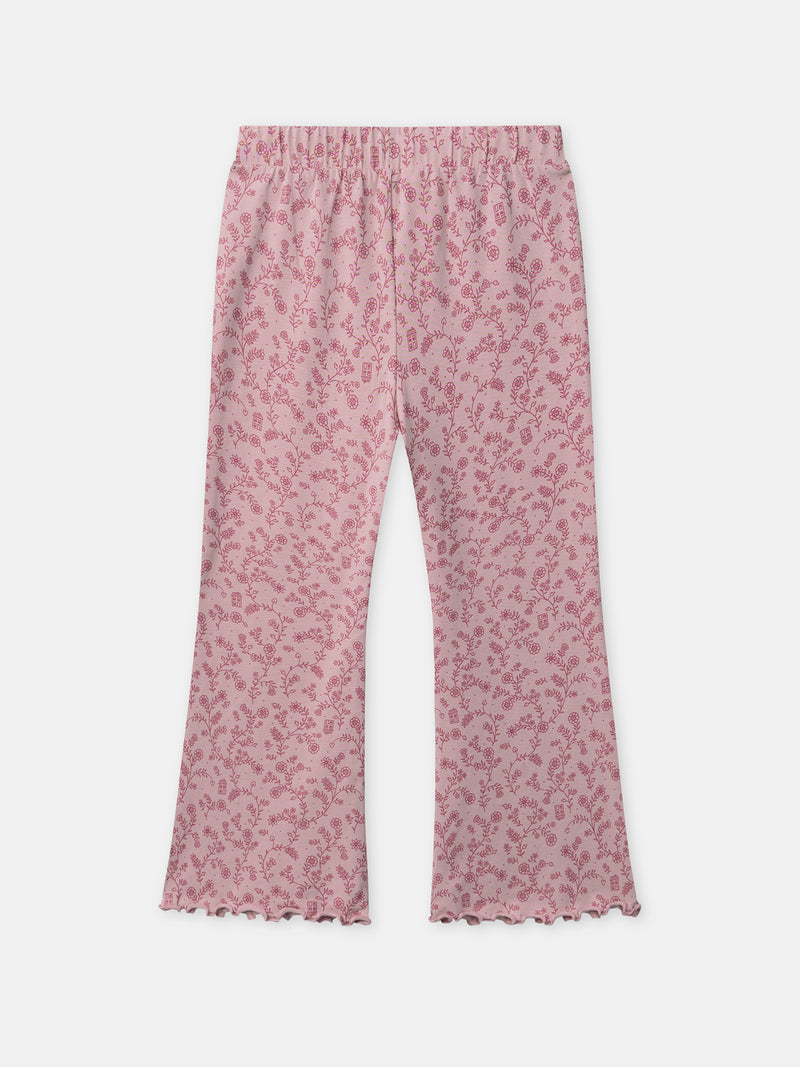 Pyjama rose foncé en velours et imprimé fleuri Fille