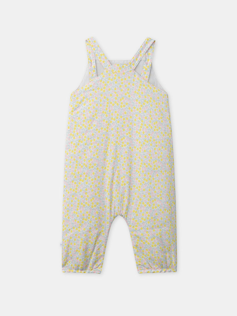 Ensemble combinaison fleuri + body écru + chaussettes à ruban Naissance Fille