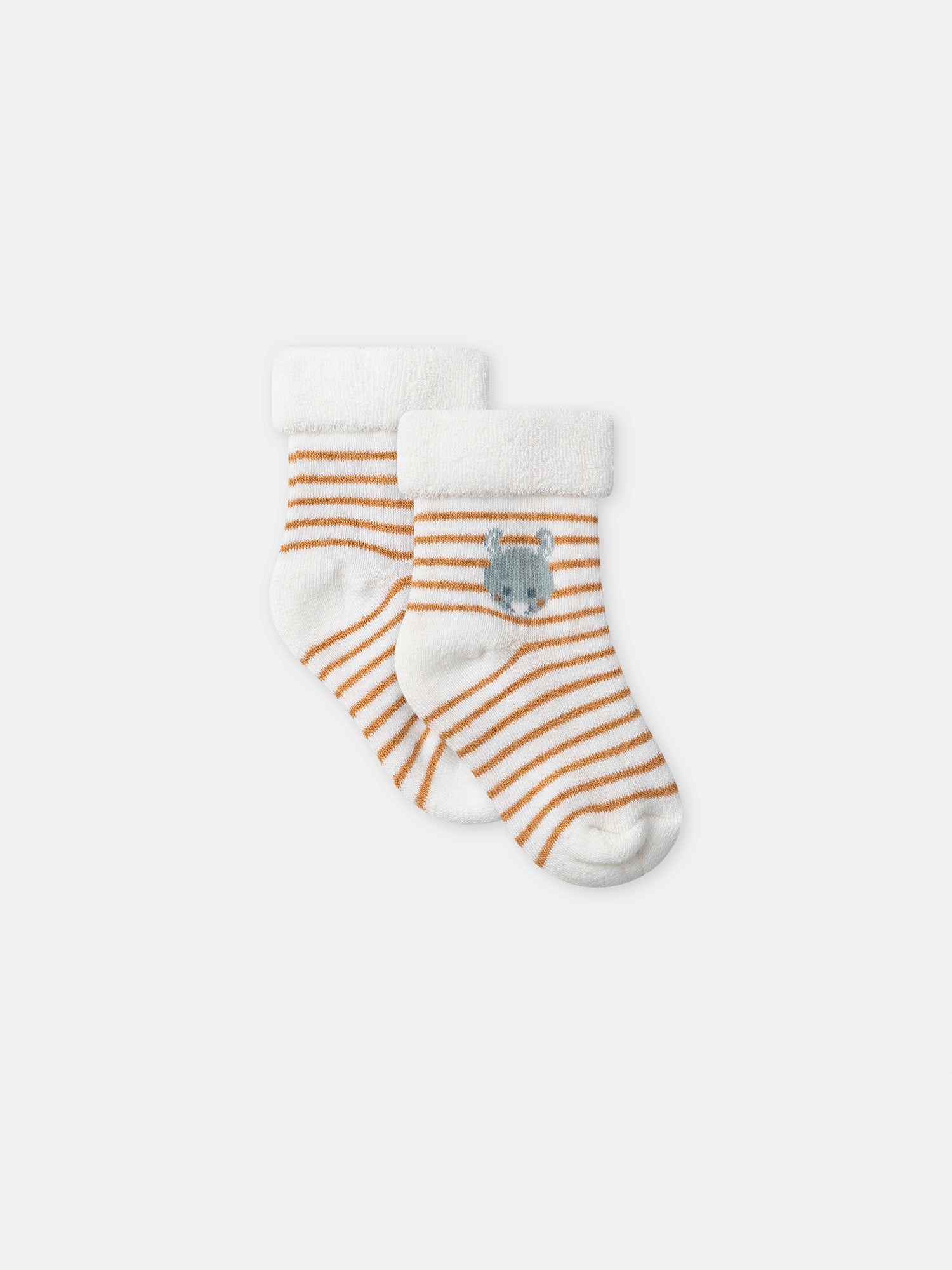 Ensemble salopette bleu grisée + body rayé + chaussettes Naissance Garçon