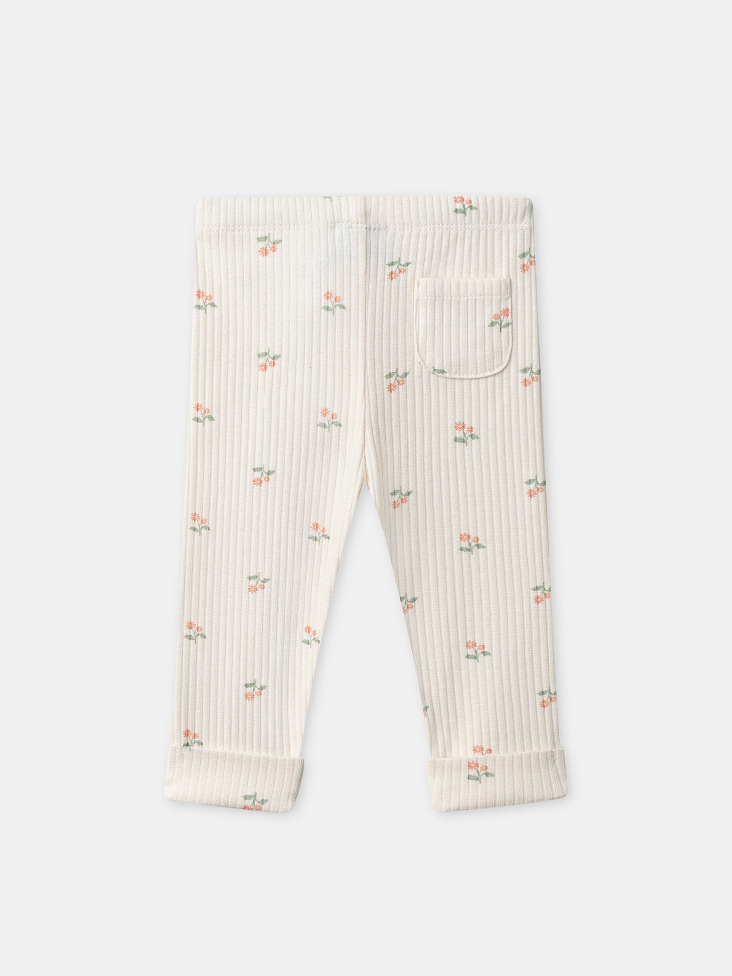 Legging écru imprimé fleuri Bébé Fille