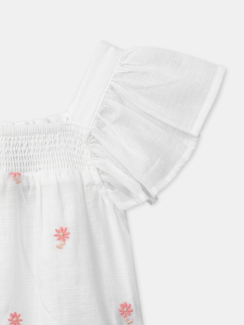 Blouse écrue à broderies fleurs Bébé Fille