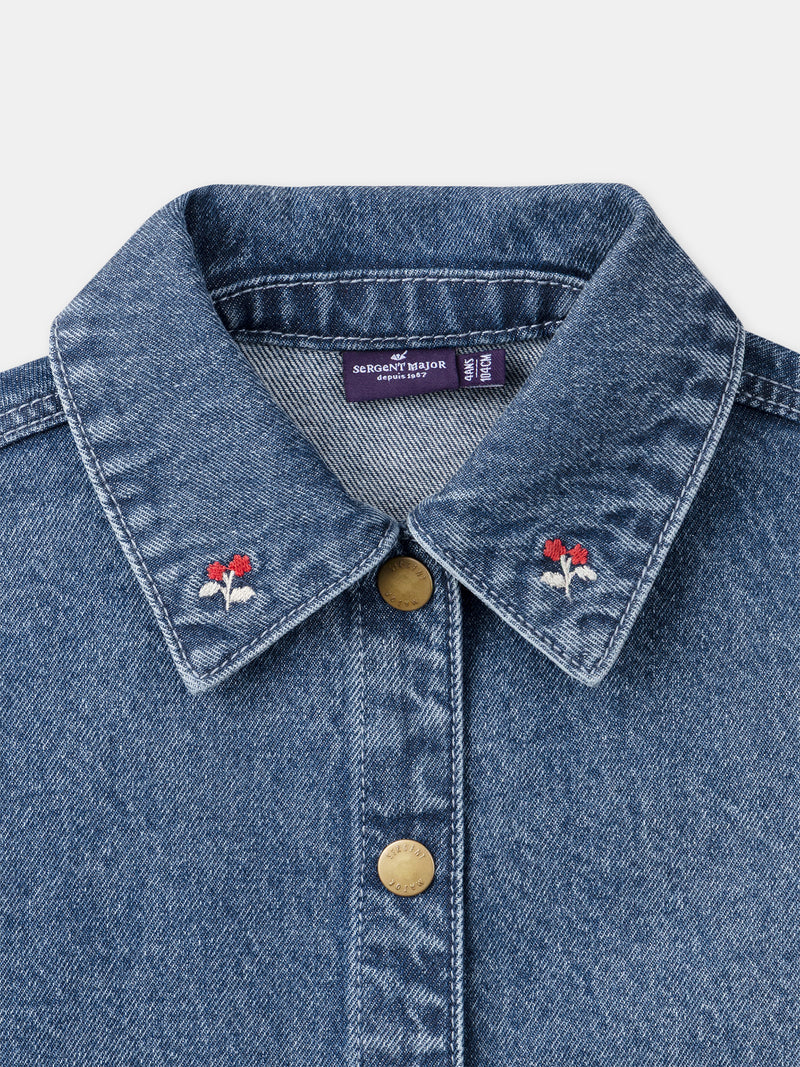 Veste denim à broderie "M" Fille