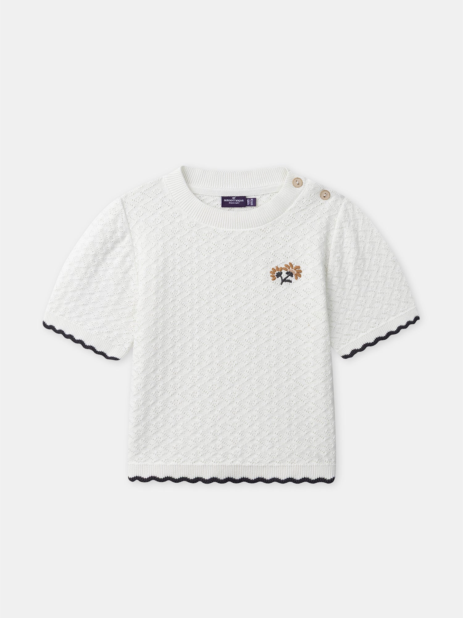 Pull manches courtes écru Fille