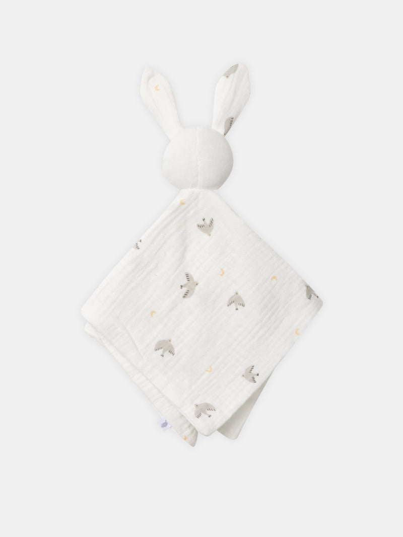 Doudou lapin écru imprimé oiseaux Naissance Mixte