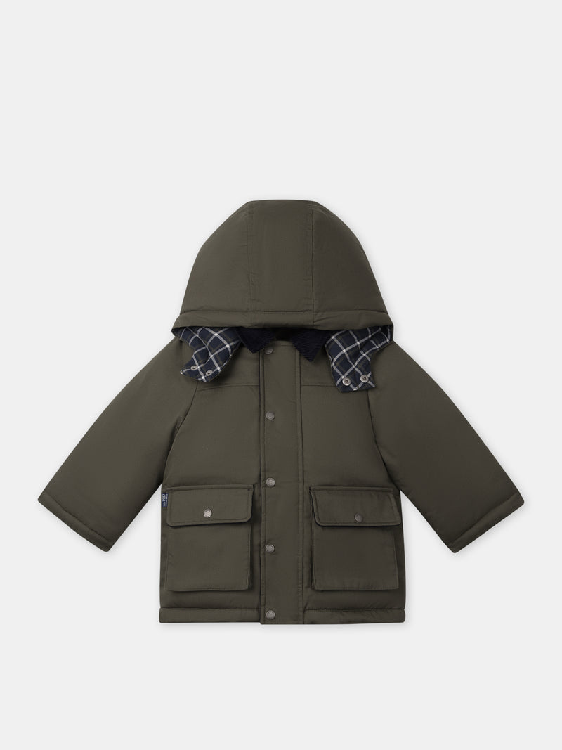 Parka kaki à capuche amovible Bébé Garçon