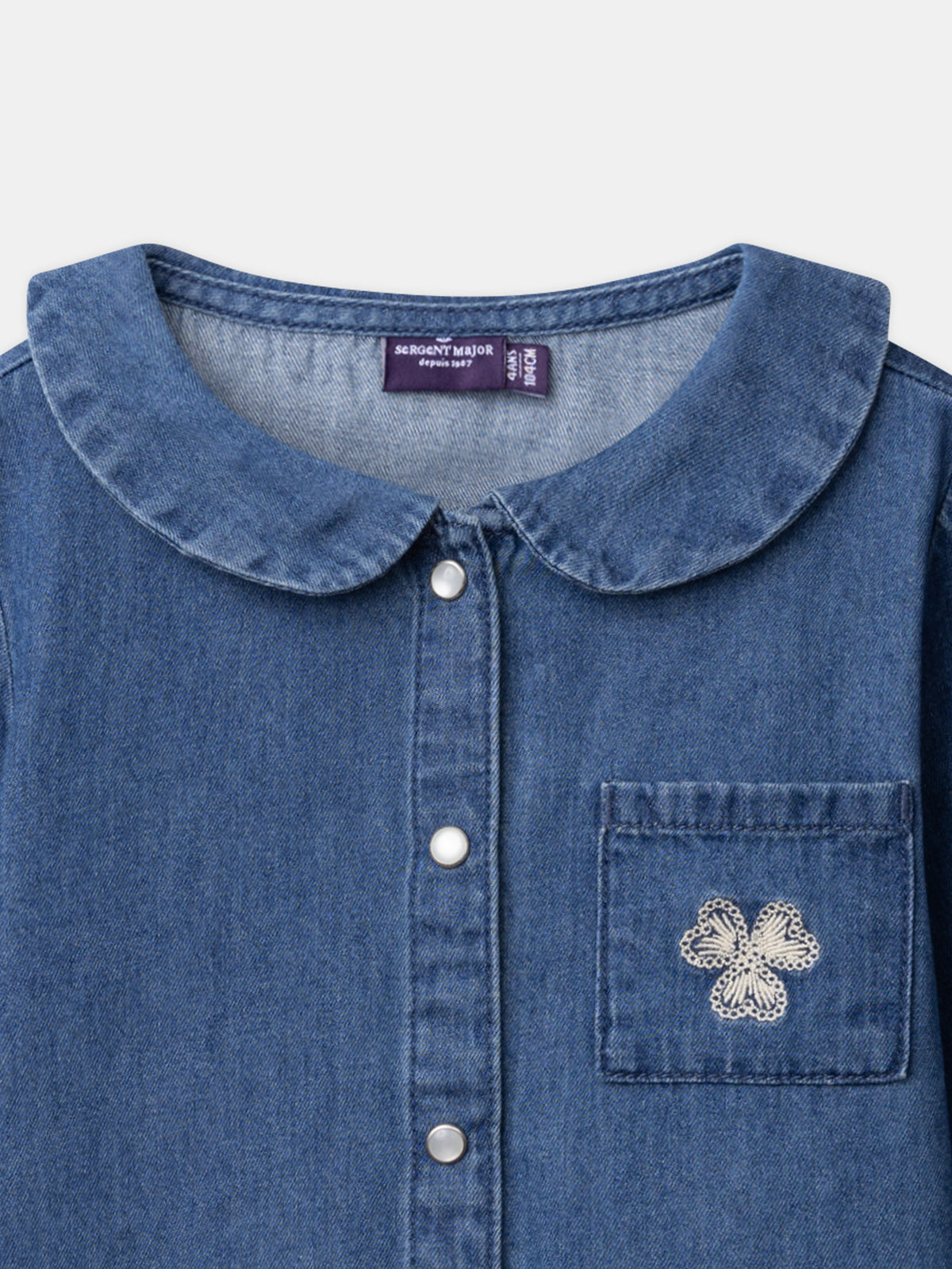 Chemisier en denim à broderie trèfle Fille