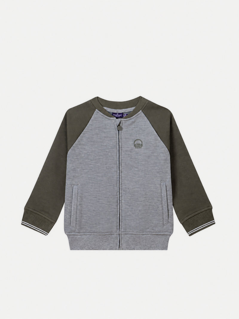Gilet zippé gris et kaki Garçon