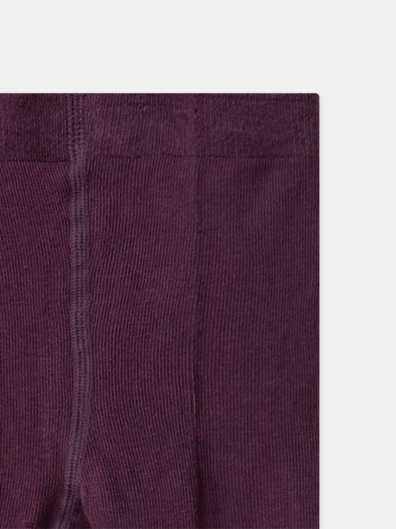 Collant bordeaux effet faux ajouré Fille