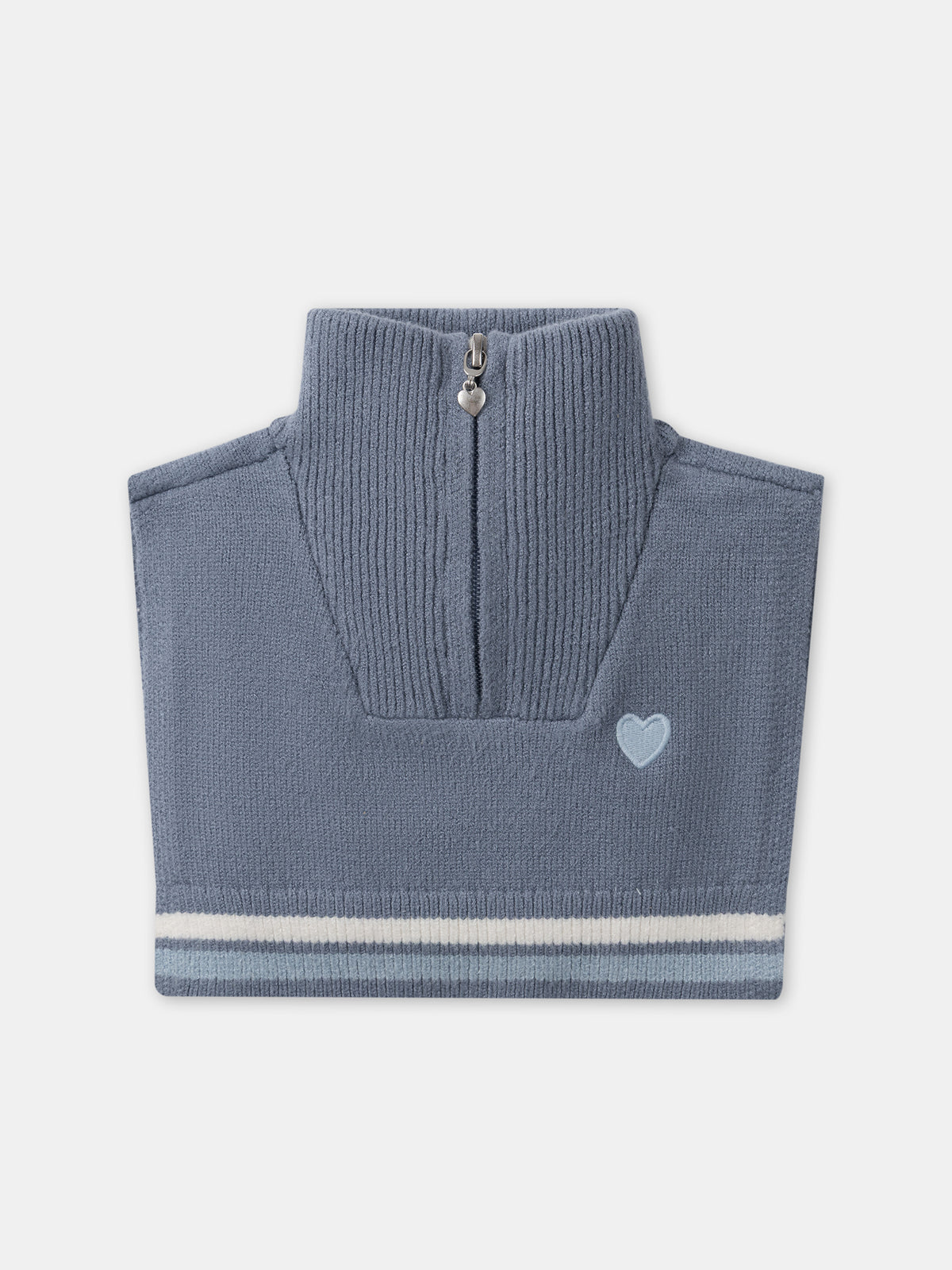Plastron bleu grisé à broderie coeur Fille