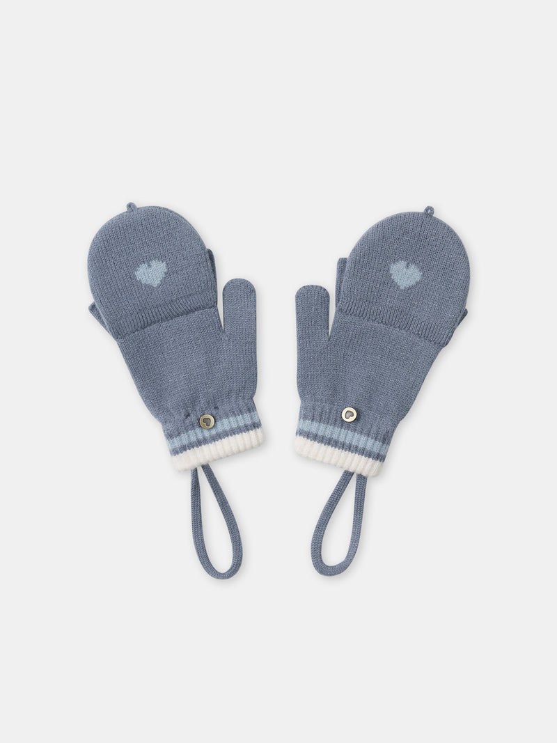 Mitaines bleu grisé avec cache-doigts Fille