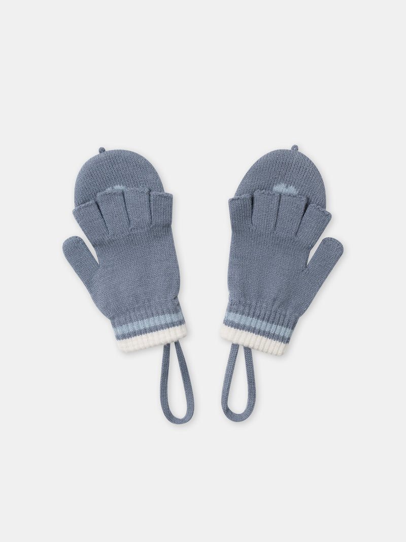 Mitaines bleu grisé avec cache-doigts Fille