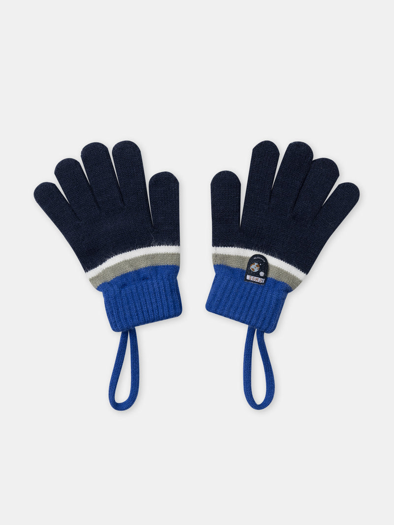 Gants bleu marine à rayures Garçon