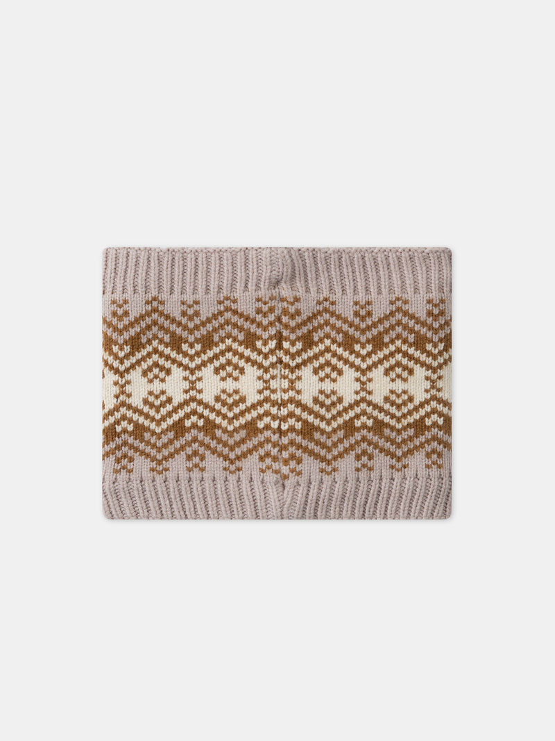Snood marron, écru et beige Garçon