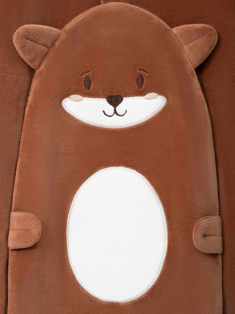 Grenouillère en velours marron avec patch visage renard Bébé Garçon