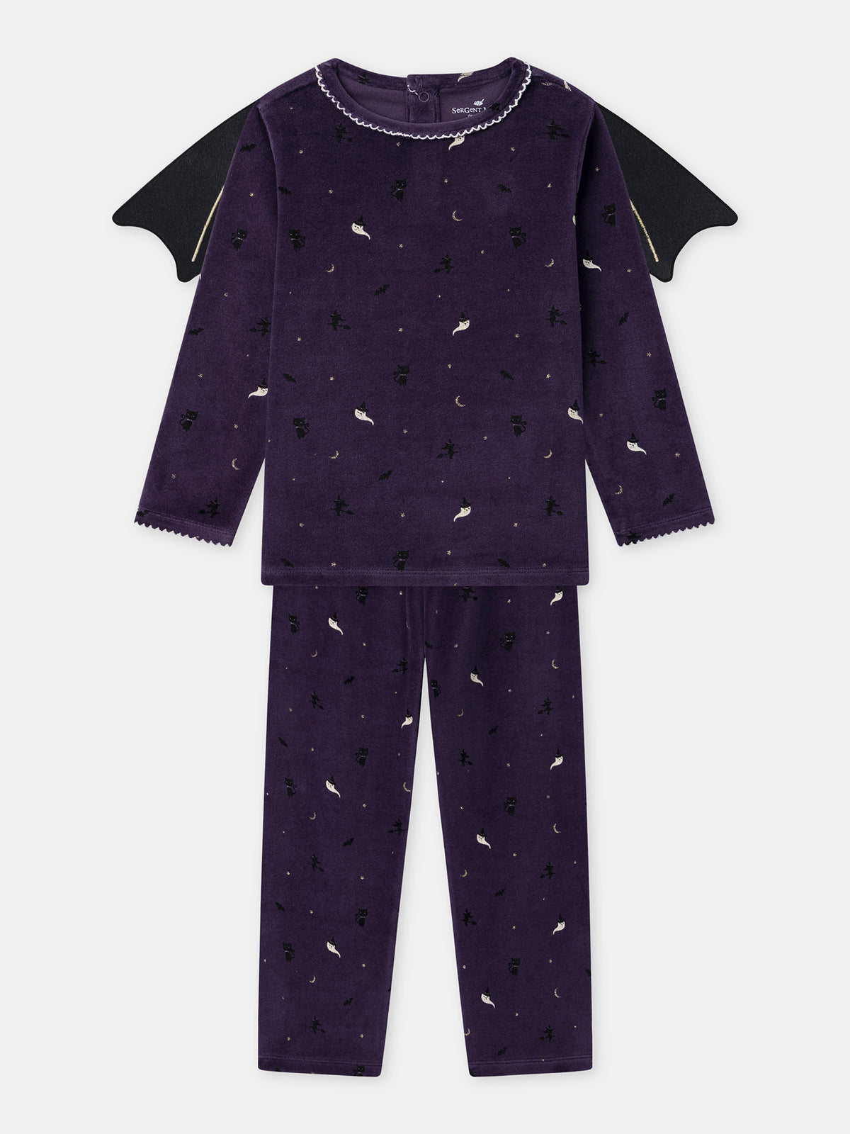 Pyjama d'Halloween violet + ailes de chauve-souris Fille